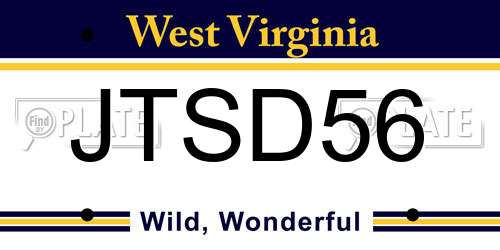 JTSD56 West Virginia License Plate