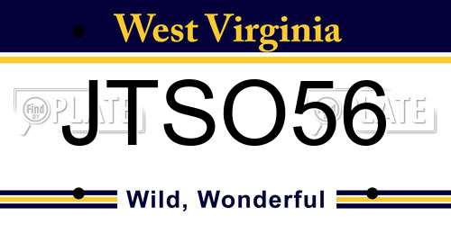 JTSO56 West Virginia License Plate