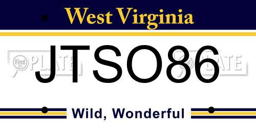 JTSO86 West Virginia License Plate