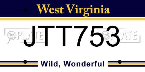 JTT753 West Virginia License Plate