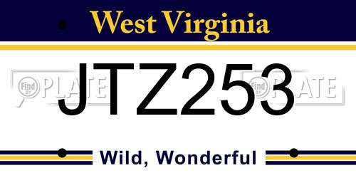 JTZ253 West Virginia License Plate