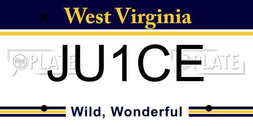 JU1CE West Virginia License Plate