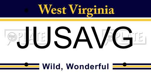 JUSAVG West Virginia License Plate