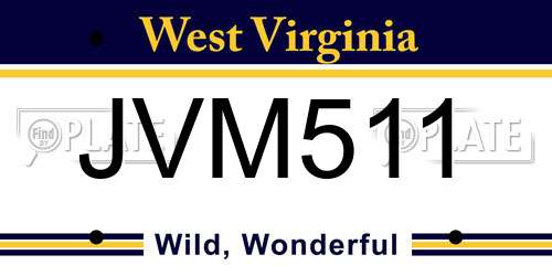 JVM511 West Virginia License Plate