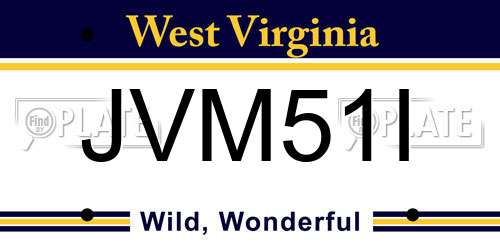 JVM51I West Virginia License Plate