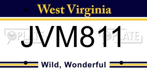 JVM811 West Virginia License Plate