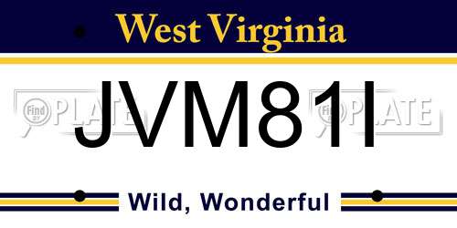 JVM81I West Virginia License Plate