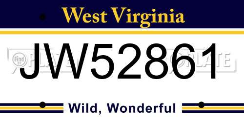 JW52861 West Virginia License Plate