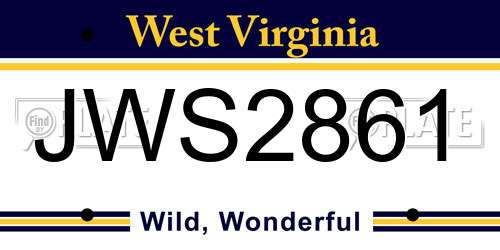 JWS2861 West Virginia License Plate