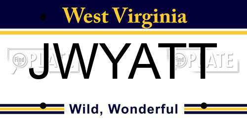 JWYATT West Virginia License Plate