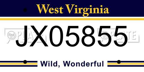 JX05855 West Virginia License Plate