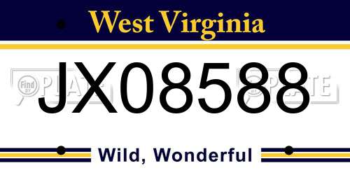JX08588 West Virginia License Plate