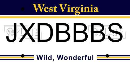 JXDBBBS West Virginia License Plate