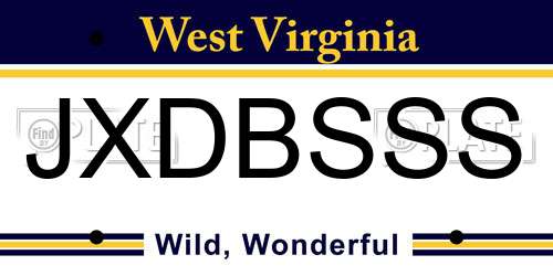JXDBSSS West Virginia License Plate
