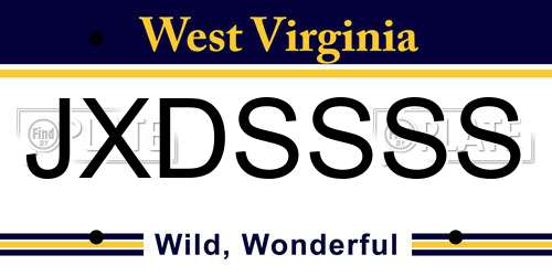 JXDSSSS West Virginia License Plate