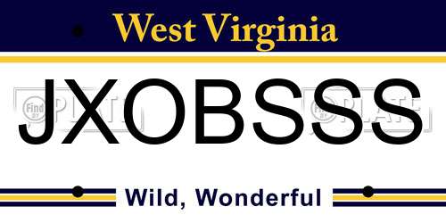 JXOBSSS West Virginia License Plate