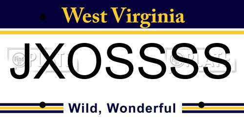 JXOSSSS West Virginia License Plate
