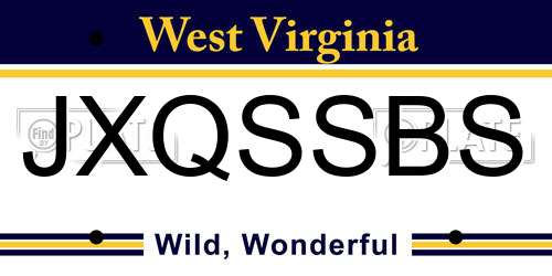 JXQSSBS West Virginia License Plate