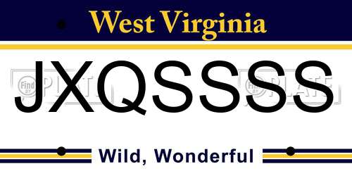 JXQSSSS West Virginia License Plate