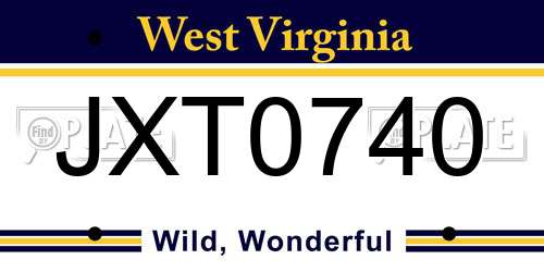 JXT0740 West Virginia License Plate