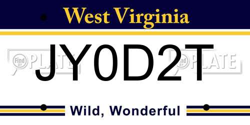 JY0D2T West Virginia License Plate