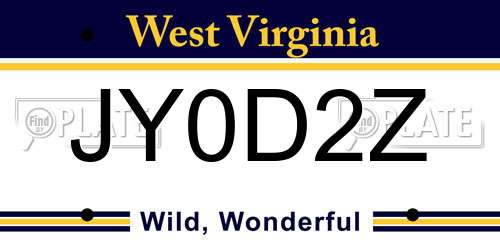 JY0D2Z West Virginia License Plate