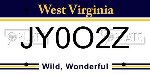 JY0O2Z West Virginia License Plate