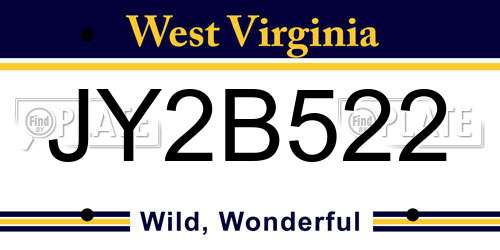 JY2B522 West Virginia License Plate