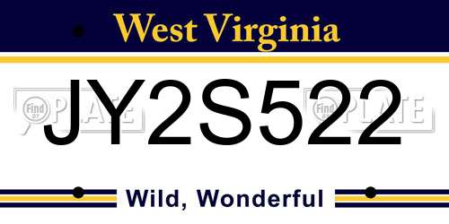 JY2S522 West Virginia License Plate