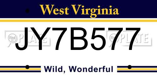JY7B577 West Virginia License Plate