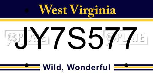 JY7S577 West Virginia License Plate
