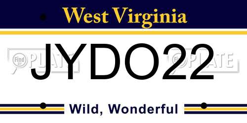 JYDO22 West Virginia License Plate