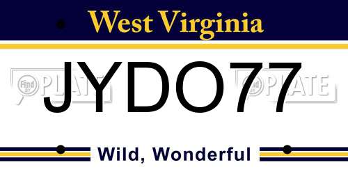 JYDO77 West Virginia License Plate