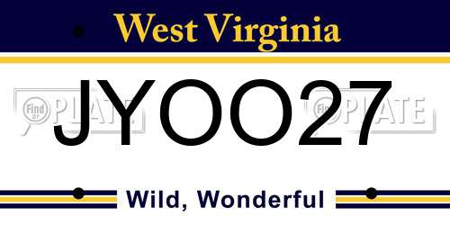 JYOO27 West Virginia License Plate