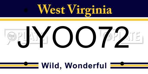 JYOO72 West Virginia License Plate