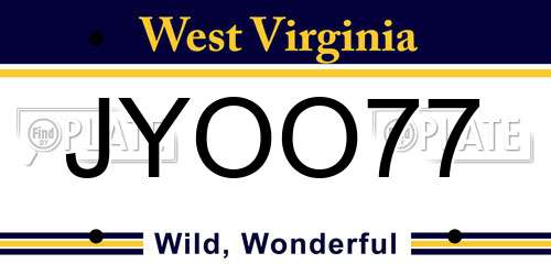 JYOO77 West Virginia License Plate