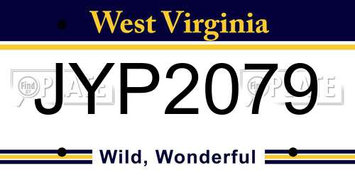 JYP2079 West Virginia License Plate