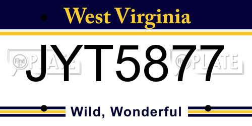 JYT5877 West Virginia License Plate