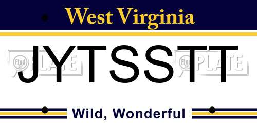 JYTSSTT West Virginia License Plate