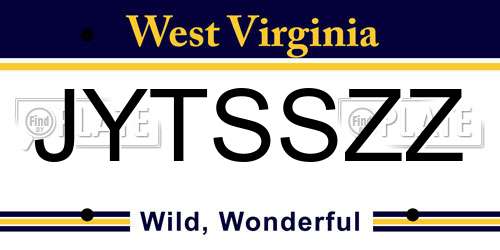 JYTSSZZ West Virginia License Plate