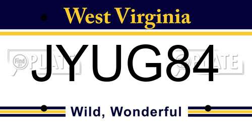 JYUG84 West Virginia License Plate