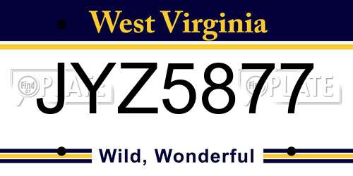 JYZ5877 West Virginia License Plate