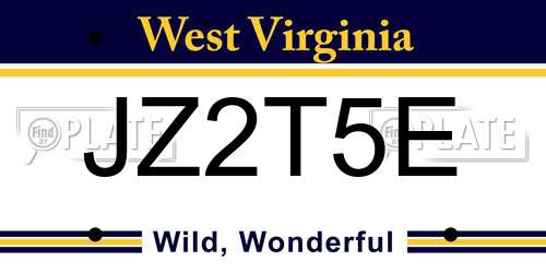JZ2T5E West Virginia License Plate