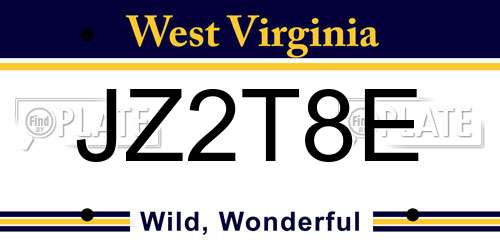 JZ2T8E West Virginia License Plate