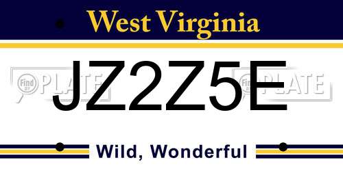 JZ2Z5E West Virginia License Plate