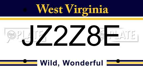 JZ2Z8E West Virginia License Plate