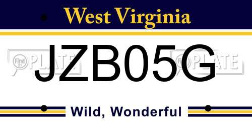 JZB05G West Virginia License Plate