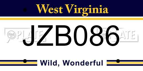JZB086 West Virginia License Plate