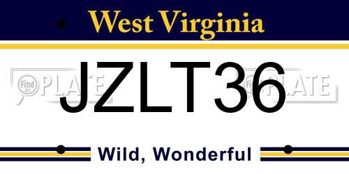 JZLT36 West Virginia License Plate