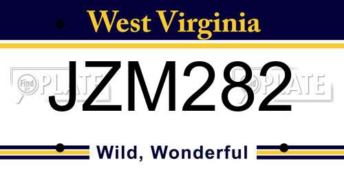 JZM282 West Virginia License Plate